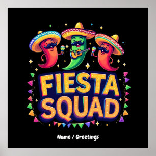 Affiche Cinco de Mayo Fiesta Squad Famille Mexicaine Party