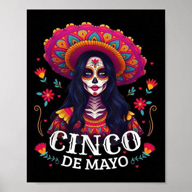 Affiche Cinco De Mayo Fille Mexicaine Fête 5 De Mayo (Devant)