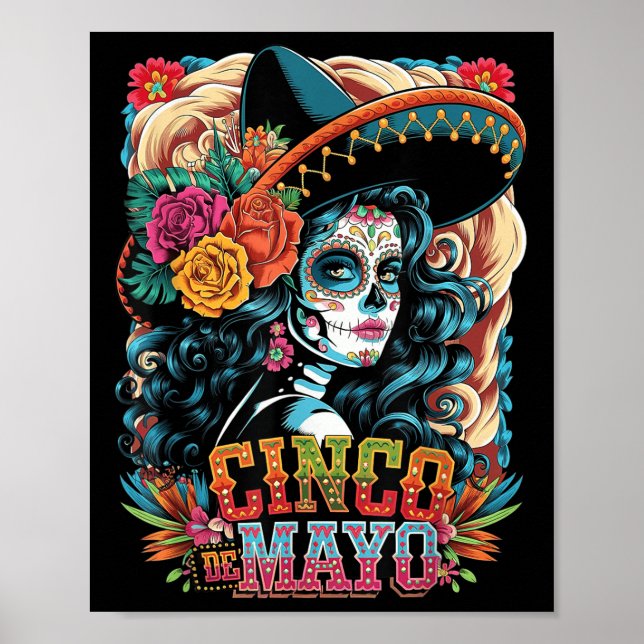Affiche Cinco De Mayo Filles Femmes Fête Mexicaine 5 D (Devant)