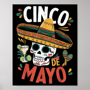 Affiche Cinco De Mayo Funny Camisa Mexicaine Sombrero Fies