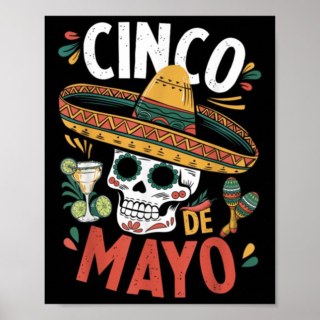 Affiche Cinco De Mayo Funny Camisa Mexicaine Sombrero Fies (Devant)