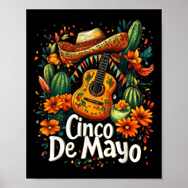 Affiche Cinco De Mayo - Funny Mexican Poncho Fiesta Party (Devant)