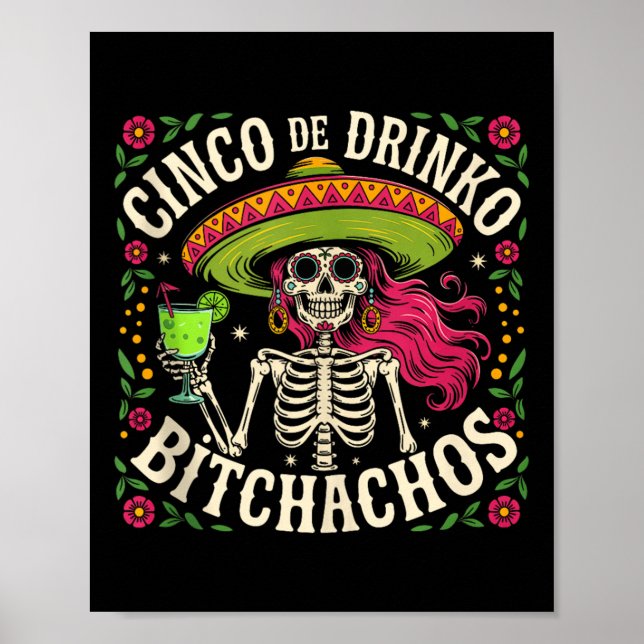 Affiche Cinco De Mayo Funny Parti Mexicain Cinco De Drinko (Devant)