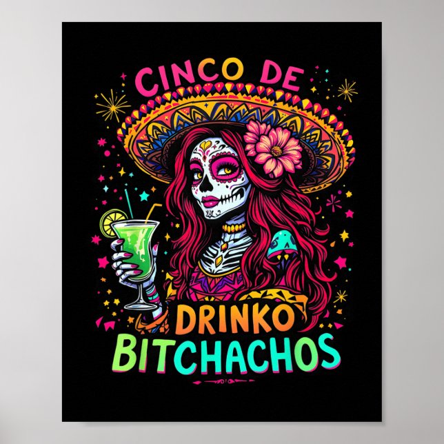 Affiche Cinco De Mayo Funny Parti Mexicain Cinco De Drinko (Devant)