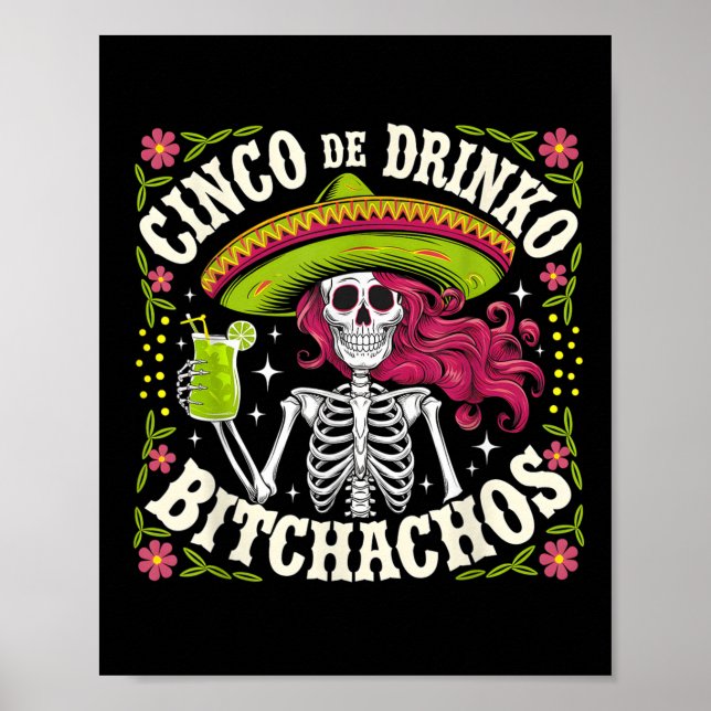 Affiche Cinco De Mayo Funny Parti Mexicain Cinco De Drinko (Devant)