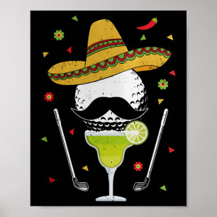 Affiche Cinco De Mayo Golfeur Avec Sombrero Et Margarita