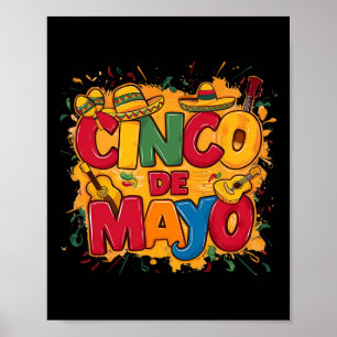 Affiche Cinco De Mayo Guitare Mexicaine Cactus Pour Hommes