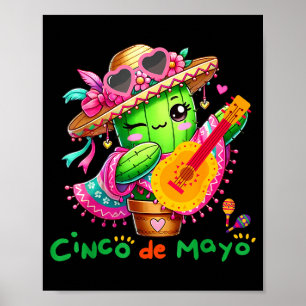 Affiche Cinco De Mayo Guitare Mexicaine Cactus Pour Hommes