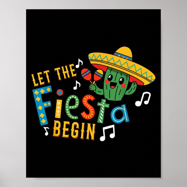 Affiche Cinco de mayo let the fiesta begin funny mexicanCi (Devant)