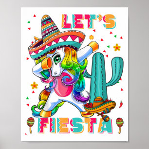 Affiche Cinco De Mayo Lets Fiesta Mexican Cactus Unicorn D