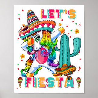 Affiche Cinco De Mayo Lets Fiesta Mexican Cactus Unicorn D