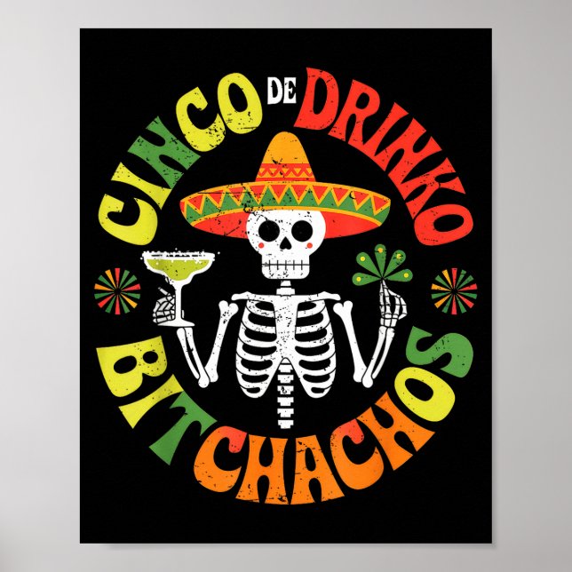 Affiche Cinco De Mayo Party Mexicain Drôle Cinco De Drinko (Devant)