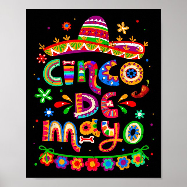 Affiche Cinco De Mayo Taco Mexicain Faisons la Fête Cinco  (Devant)