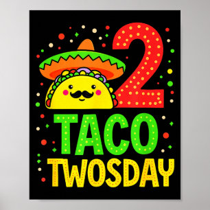 Affiche Cinco De Mayo Taco Twosday 2e fête d'anniversaire