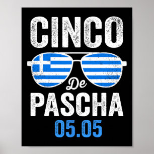 Affiche Cinco De Pascha Drapeau Grèce Drôle Pâques Grec Ci