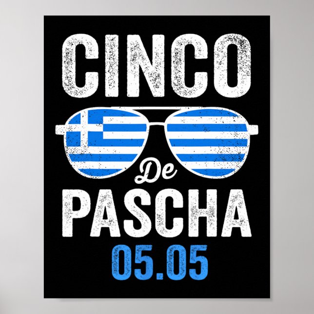 Affiche Cinco De Pascha Drapeau Grèce Drôle Pâques Grec Ci (Devant)