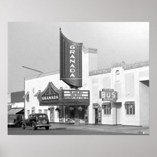 Affiche Cinéma Granada, 1938. Photo vintage