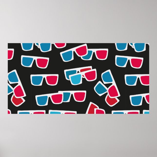 Affiche Cinéma, lunettes 3d motif, sans soudure. (Devant)