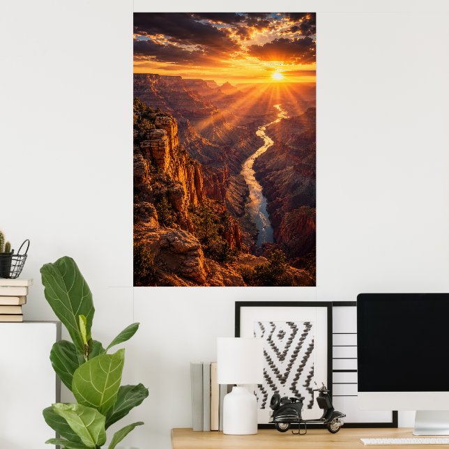 Affiche cinématique du coucher de soleil sur le Gr (Bureau à domicile)