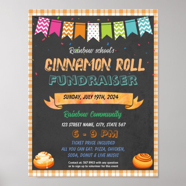 Affiche Cinnamon Roll modèle de l'événement scolaire de co (Devant)