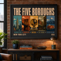 Cinq arrondissements New York City NYC Illustratio