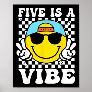 Affiche Cinq Est Une Vibration 5e Anniversaire Groovy Garç
