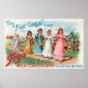 Affiche Cinq filles veulent du chocolat au lait pour les c