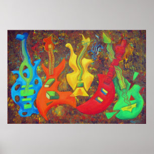 AFFICHE CINQ GUITARES