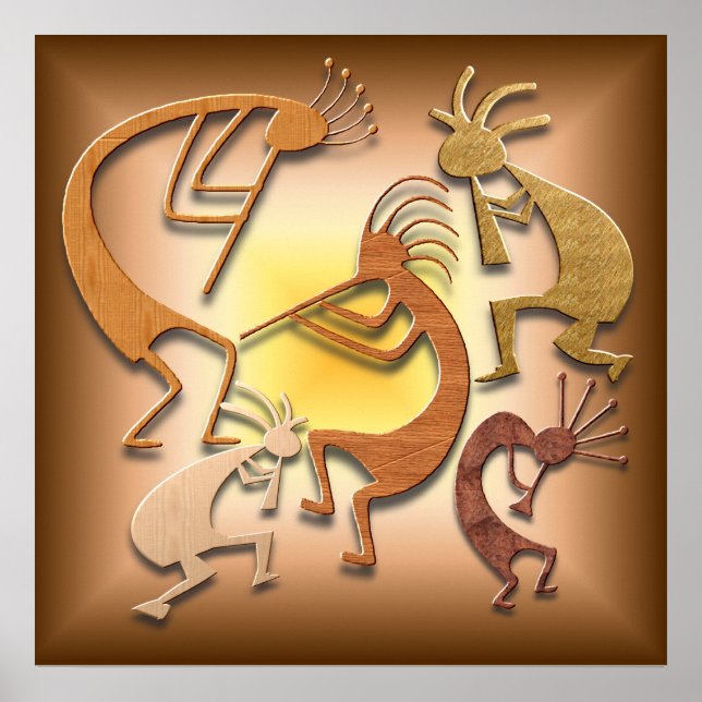 Affiche Cinq Kokopellis Brown (Devant)