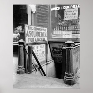 Affiche Cinq le cent Restaurant, 1915. Photo vintage