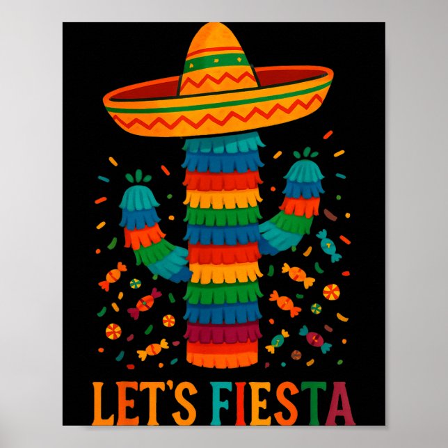 Affiche Cinq mai fête mexicaine cactus drôle de letsCinco (Devant)