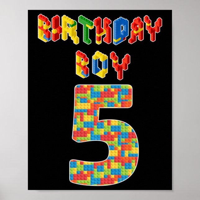 Affiche Cinq Year Old Toxits Building Block 5th Birthday B (Devant)