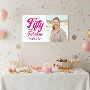 Affiche Cinquante Moderne et Fabuleux Rose Fête d'annivers