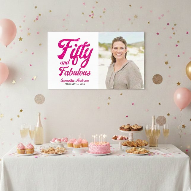 Affiche Cinquante Moderne et Fabuleux Rose Fête d'annivers (Créateur téléchargé)