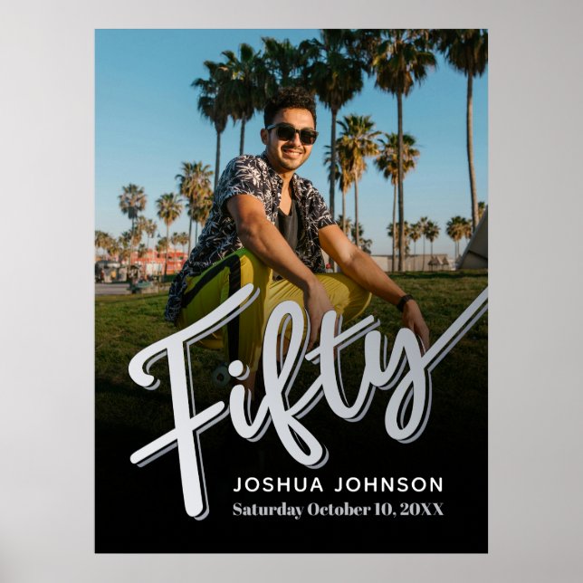 Affiche Cinquante noir argent photo 50e anniversaire (Devant)