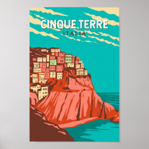 Affiche Cinque Terre Italie Travel Art Vintage