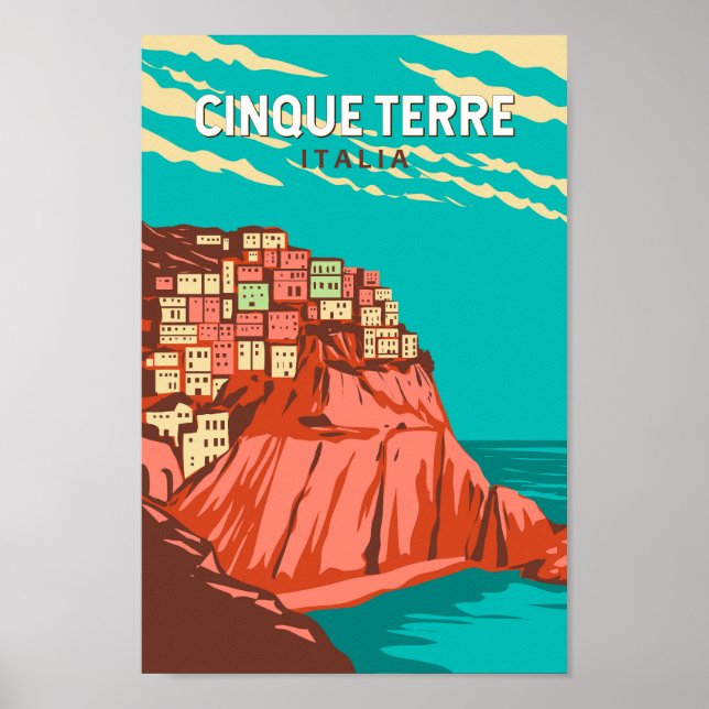 Affiche Cinque Terre Italie Travel Art Vintage (Devant)
