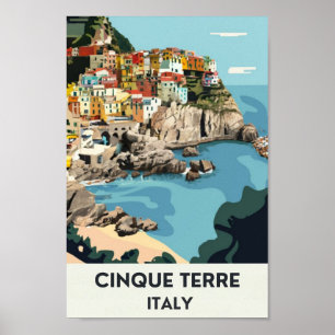 Affiche Cinque Terre Italie Vintage voyage,