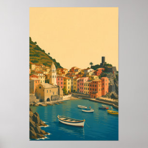 Affiche Cinque Terre Italie Voyage Vintage Riviera Italien