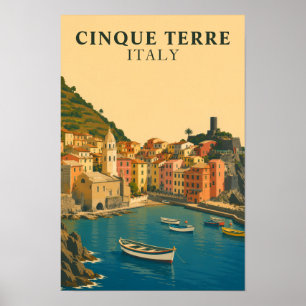 Affiche Cinque Terre Italie Voyage Vintage Riviera italien