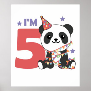 Affiche Cinquième Anniversaire Panda Pour Enfants 5 Ans Po