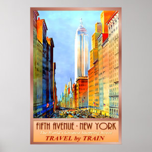 Affiche CINQUIÈME AVENUE New York Empire State Building Ré