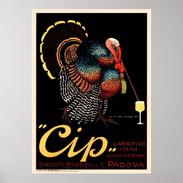 Affiche CIP L'APÉRITIF IDÉAL Alcool Vintage Italien (Devant)