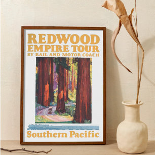 Affiche Circuit Empire du Parc National de Redwood Vintage