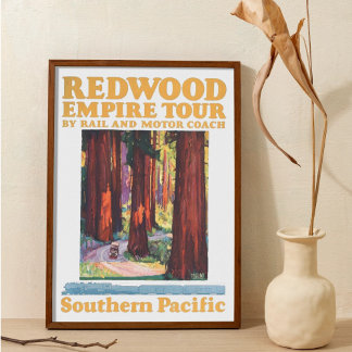 Affiche Circuit Empire du Parc National de Redwood Vintage