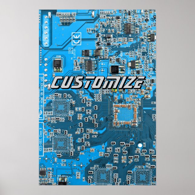 Affiche Circuit imprimé personnalisé bleu pour les profess (Devant)
