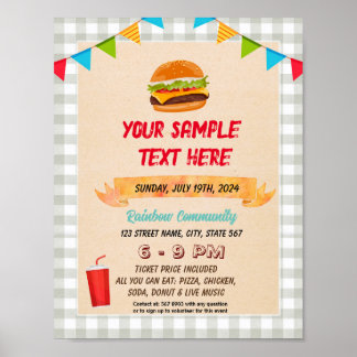 Affiche Circulaire à thème Cute Hamburger