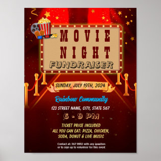 Affiche Circulaire de collecte de fonds de nuit de cinéma 