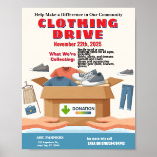 Affiche Circulaire de don de lecteur de vêtements Concepti