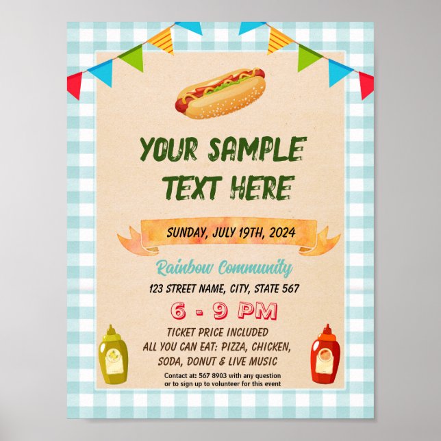 Affiche Circulaire d'informations sur le thème de l'Hotdog (Devant)